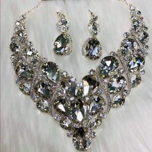 Chunky Silver Statement Necklace Jewelry Set